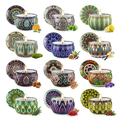 Scented Candles Gift Set, 12 Pack Travel Tin Candle Set, Gifts for Women | 12 Scents, Up to 300-Hour Total Burn, Gift Box Included, Home Fragrance, Birthday, Hostess & Housewarming Gifts