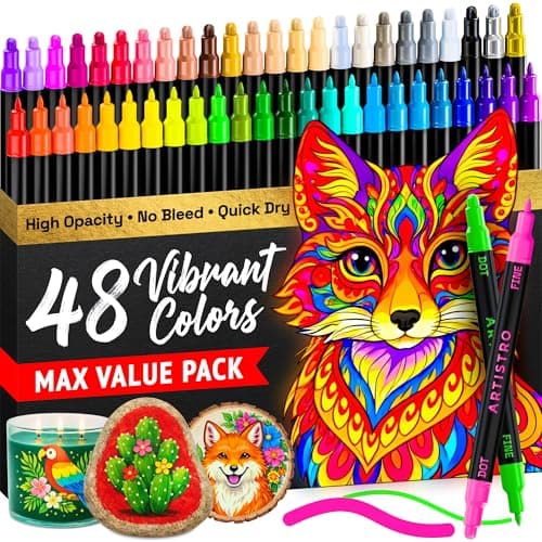 ARTISTRO 48 Multicolor Dual-Tip Acrylic Paint Marker Pens