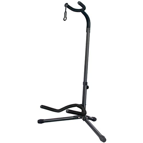 GLEAM Guitar Stand - Adjustable Fit Electric, Classical Guitars and Bass, Load Capacity 20LB, Accessories, Folding Type Black (CG-4)