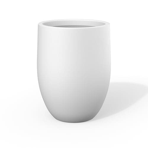 Kante White Concrete Planter 21.7" Tall All-Weather Round Large Pot | Handcrafted Cement Bullet, Anti-Frost & UV Outdoors, Plug for Indoor, Lightweight & Durable, Modern Home, Garden, Porch