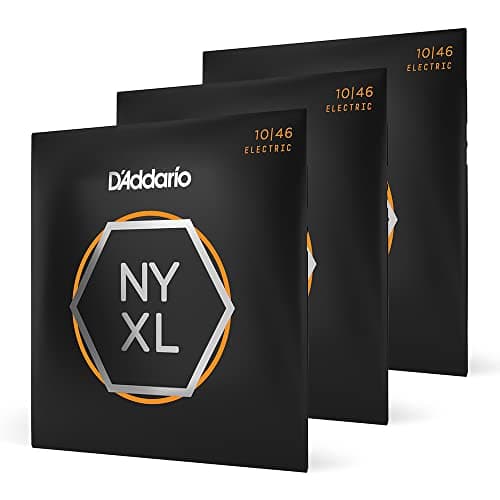 D'Addario NYXL1046-3P Electric Guitar Strings, 10-46, 3 Sets | NYXL electric guitar strings deliver enhanced tuning stability, greater strength, dynamic range, and bright tone.