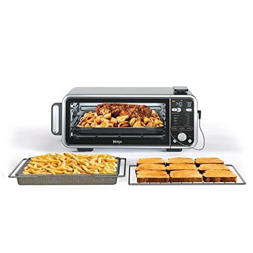 Ninja Foodi Smart Dual Heat Air Fry Oven, 13-in-1, Silver, SP351 | Smart Cook thermometer, 500F SearPlate, Air fry, sear crisp, roast, bake, dehydrate, 1800W