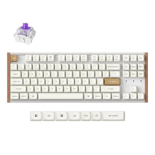 Keychron K8 HE TKL Hall Effect Wireless Keyboard, Magnetic Hot-Swappable Switches, Rapid Trigger, QMK/Launcher Web, RGB, 2.4GHz/Bluetooth 5.2/Wired, Aluminum & Wood Frame, Mac Windows Linux - White