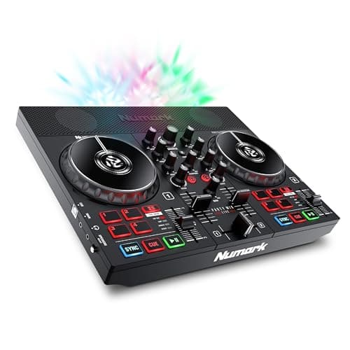 Numark Party Mix Live DJ Controller with Built-in Lights and Speakers | 2-Decks, 2 Filter FX Knobs, DJ Mixer, Touch-Capacitive Wheels, Integrated Audio Interface, and Serato DJ Lite