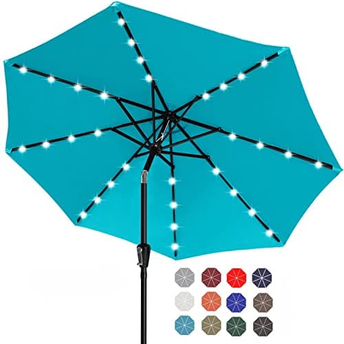 ABCCANOPY Solar Led Patio Umbrella with 32 Lights 11FT(Turquoise)