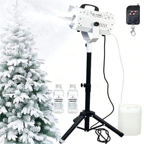 LANGXUN 1500W Snow Machine with Stand | Wireless and manual control, 2 bottles of snow fluid included, adjustable snowfall for christmas party