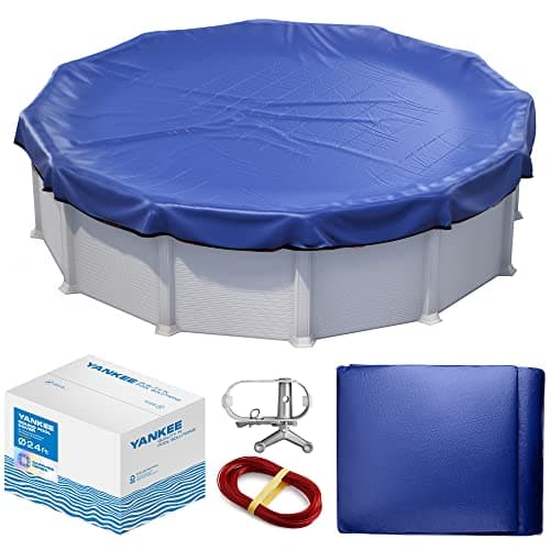 Winter Pool Cover 24 ft Round for Above Ground | Extra Thick & Durable Above-Ground Pool Cover | Sapphire Series of Premium Cold- and UV-Resistant Pool Cover | by Yankee Pool Pillow