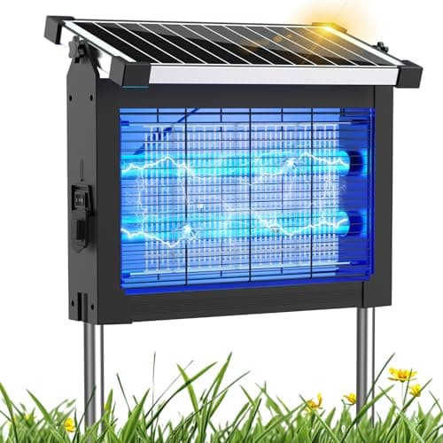 Solar Bug Zapper Outdoor, Mosquito Zapper 4500V Cordless Waterproof | Auto On/Off, Portable Type-C & Solar Powered Bug Zapper, Electric Mosquito Trap Fly Zapper Killer for Patio Backyard Camping