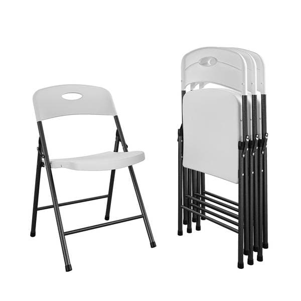 Cosco Solid Resin Plastic White Folding Chair