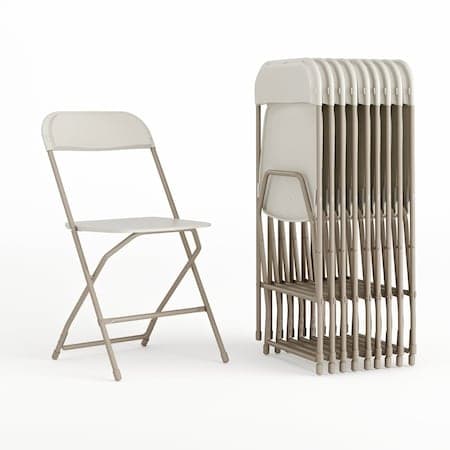 Hercules Series Plastic Folding Chair Beige - 10 LB Weight Capacity Comfortable Event Chair - Lightweight Folding Chair, PK10