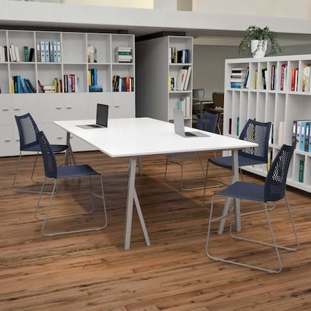 Navy Plastic Stack Chair, PK5