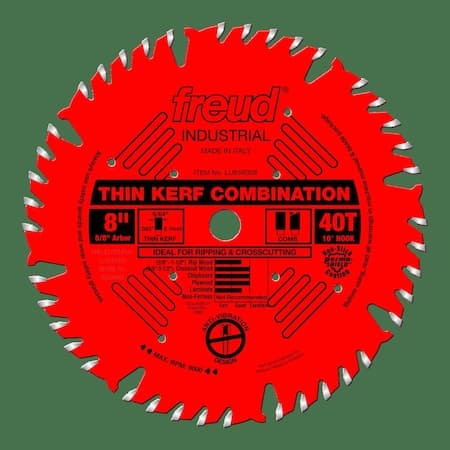 Thin Kerf Combination Blade,8" x 40T