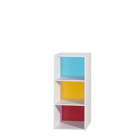 35.67 x 11.77 x 15.91 in. 3-Shelf Bookcase, Rainbow