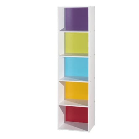 59.06 x 11.77 x 15.91 in. 5-Shelf Bookcase, Rainbow