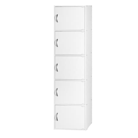 59 x 11.75 x 15.9 in. 5-Shelf & 5-Door Bookcase, White