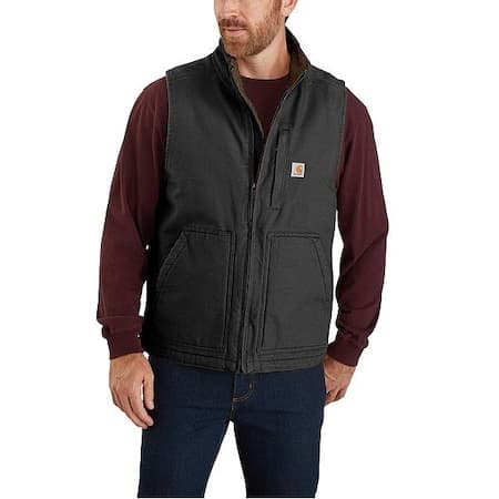 Mock-Neck Vest, 100% Cotton, Black, L