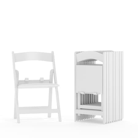Kids White Resin Folding Chair w/ Padded Seat, PK10